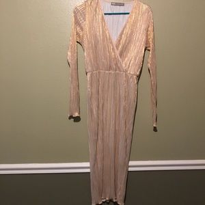 Metallic Rose gold midi dress